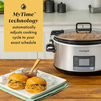 7-Quart Slow Cooker, Portable Programmable with Timer, Locking Lid, Stainless Steel; an Essential Kitchen Appliance, P 2