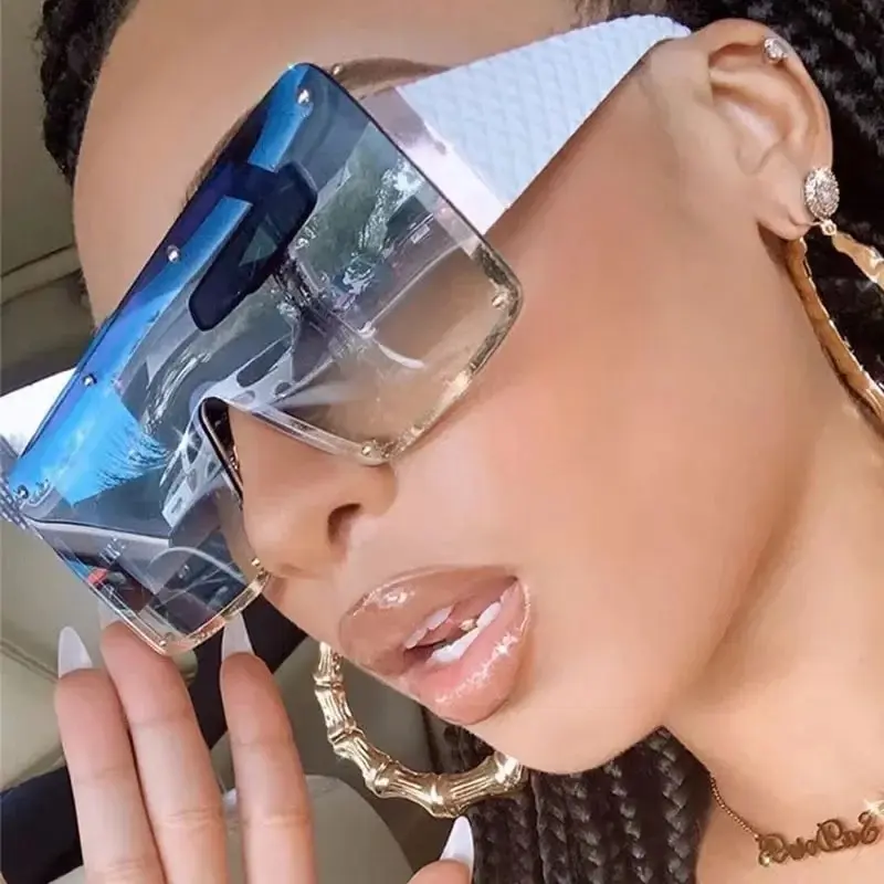 Mode Große Rahmen Sonnenbrille Weibliche einteilige Breitrand Sonnenbrille Ins Straße Schießen Laufsteg Uv400
