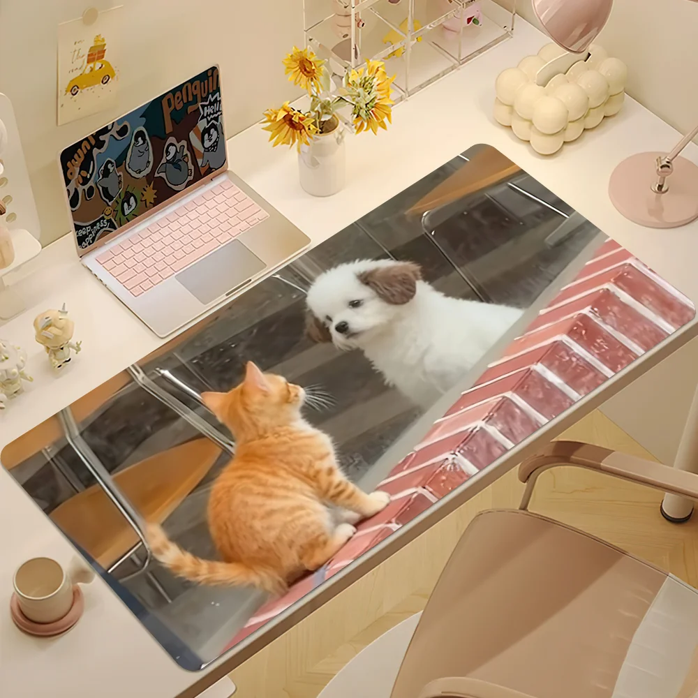 Lustiges, schielendes Katzen-Meme Z-Zazu Halloween Mauspad Schreibtischunterlage Groß Rutschfest Ausfransenbeständig Ergonomische Tastaturunterlage Gummi PC Büro Zuhause Individuell – Detail 7