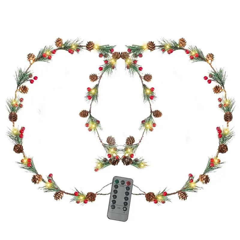 

Christmas String Lights 4.5V Realistic Berry Pine String Christmas Lights 6.56ft Christmas Lighted Garland USB Safe Pine Cone