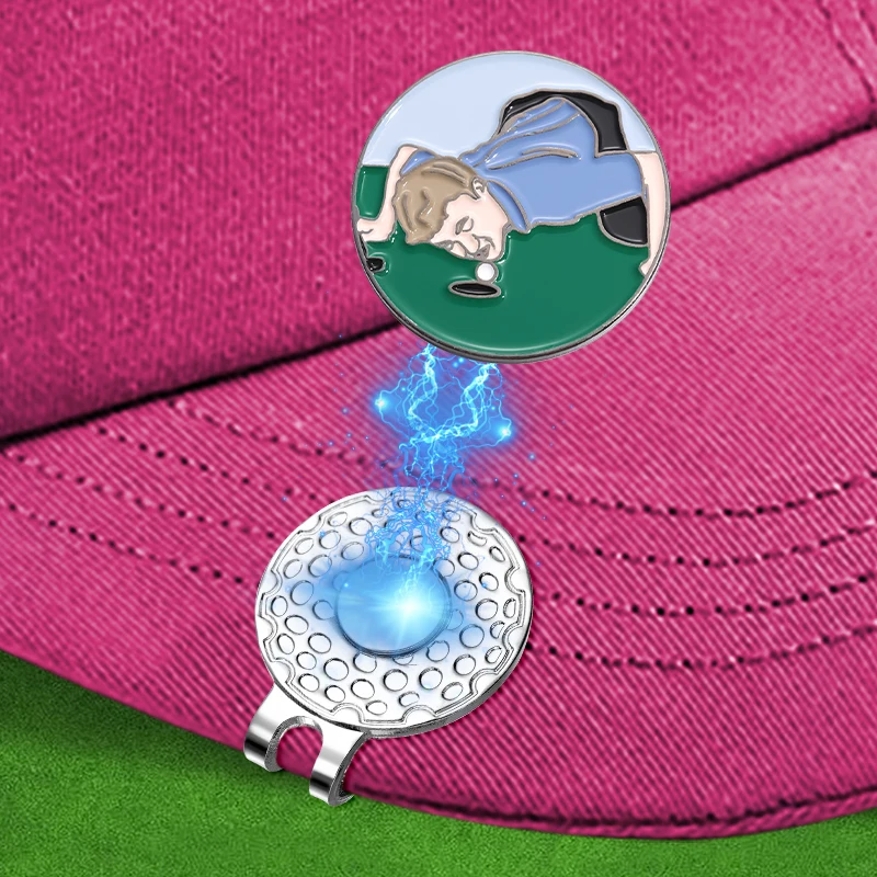 Funny Golf Ball Marker Hat Clip Baseball Cap Magnetic Clips Clothing Cartoon Dcorative Jewelry Metal Brooches for Golf Sports