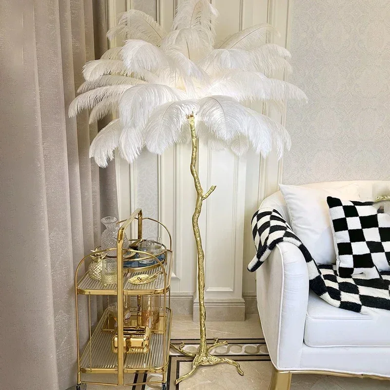 Floor LED Lamp Nordic Feather Luxury Floor Lamp LED Standing Light Bedroom Decor
