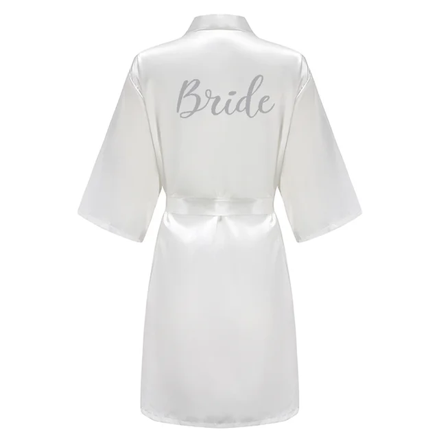 New Bride Bridesmaid Robe With Black Letters Mother Sister of the Bride Wedding Gift Bathrobe Kimono Satin Robes SP005 As the Photo Show