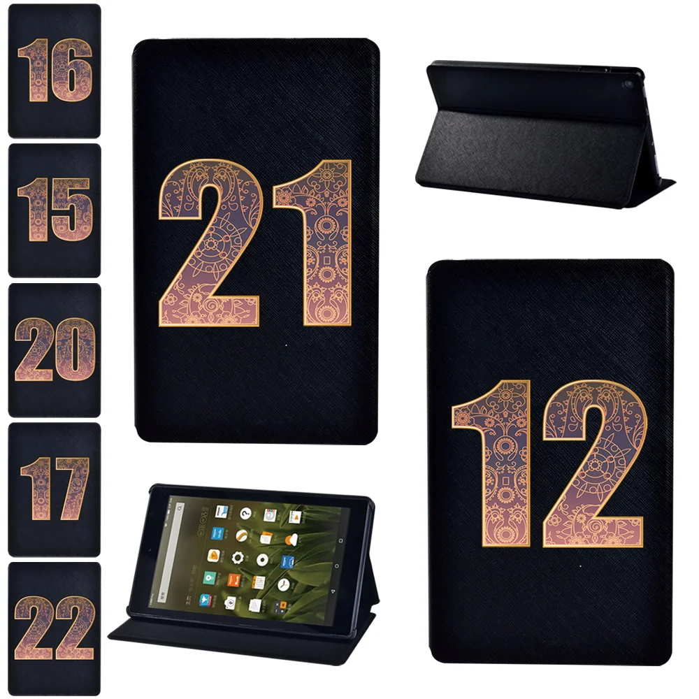 

Чехол для Fire 7(5th/7th/9th) /HD 8 (6th/7th/8th) /HD 10(5th/7th/9th), противоударный защитный чехол из искусственной кожи с цифрами