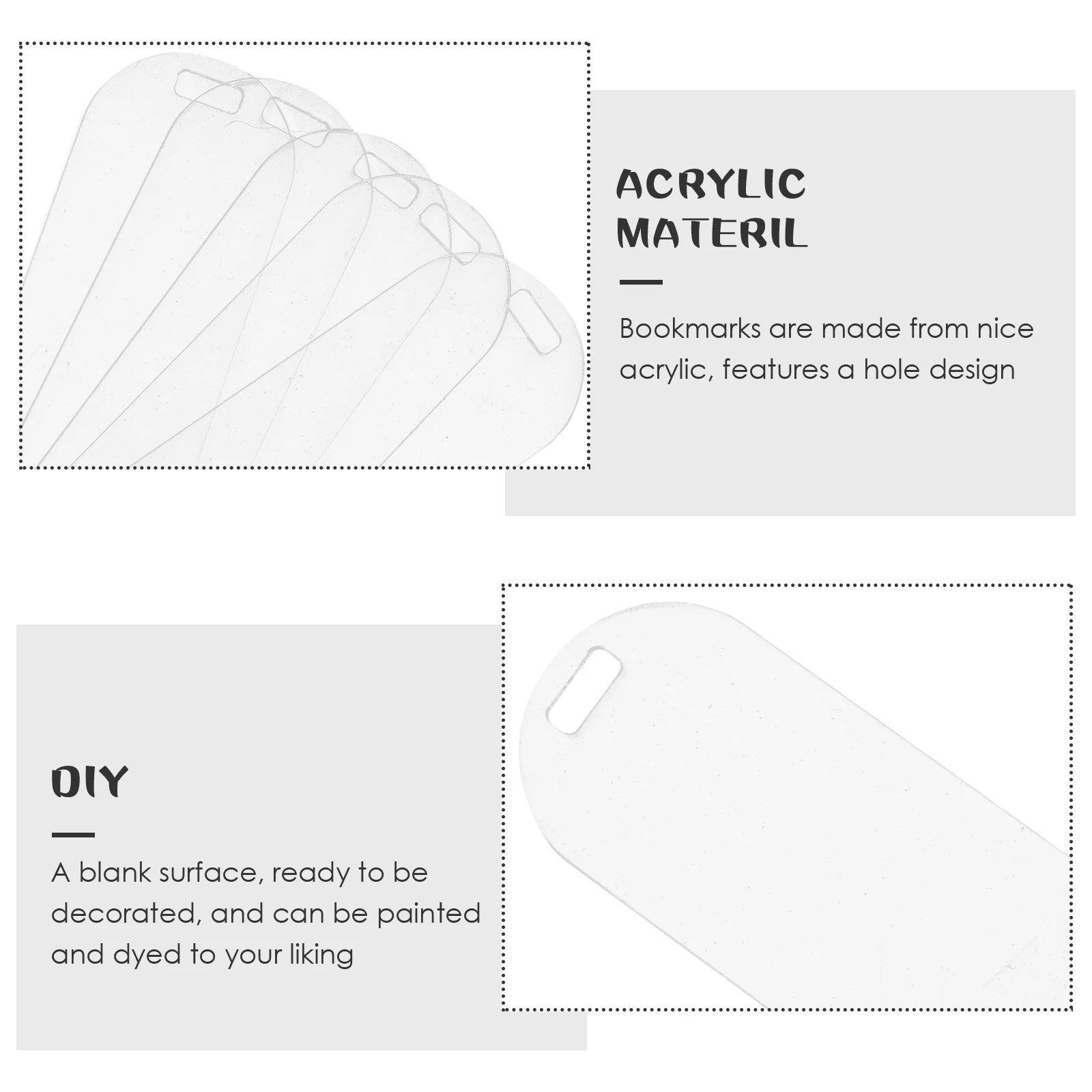 10 Pcs Transparent Bookmarks Acrylic Blanks Diy Gifts Blank Bookmarks Creative Page Markers School Supplies Clear Bookmark