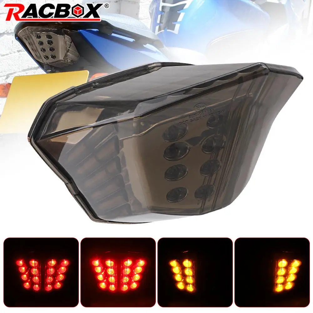 

2Pcs Motorcycle LED Tail Light Red Driving/Brake Light Yellow Rear Left Right Turn Signal Light for Yamaha XJ6 FZ6R 2009-2017