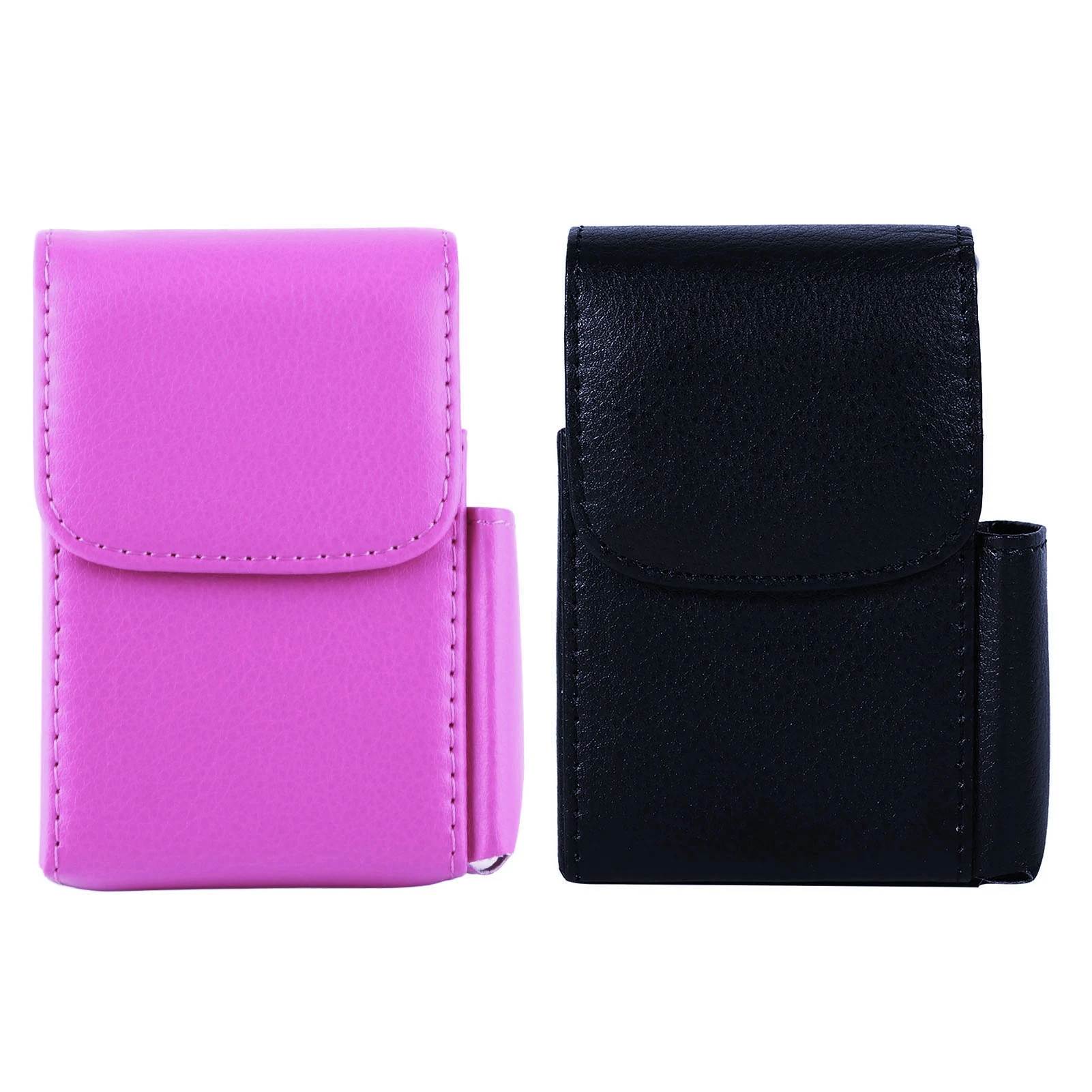 Elegant PU Leather & Stainless Steel Cigarette Holder with Built-in Lighter - Stylish and Portable Design