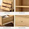 71" Tall Arched Cabinet, 4-Tier Arched Bookcase Storage Display Cabinet with 3 Drawers and Shelves, Modern Farmhouse Bookshelf 4