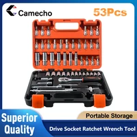 Camecho-Kit d'outils de réparation de voiture, kit d'outils de réparation de voiture, jeu de douilles, cliquet, couple, Wrlike, ChlorAuto, 53 pièces par ensemble, 1/4 pouces 1