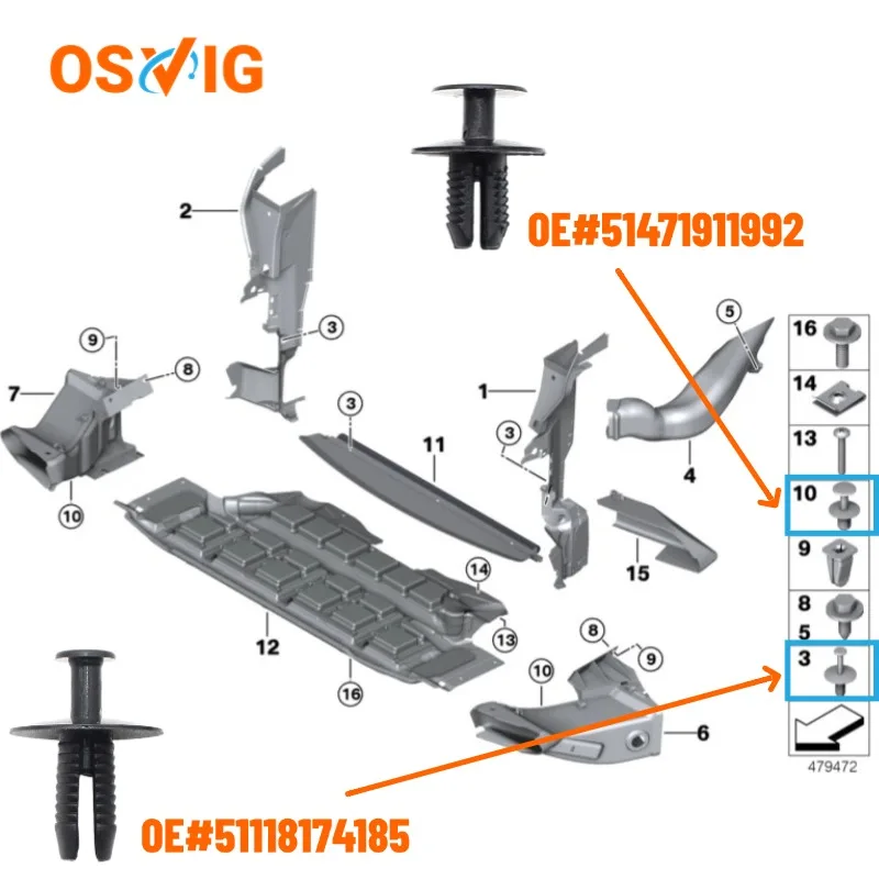 20PCS OE#51118174185 51471911992 Bumper Trim Wheelhouse Liner Push-Type Retainer Clip Rivet Compatible with BMW