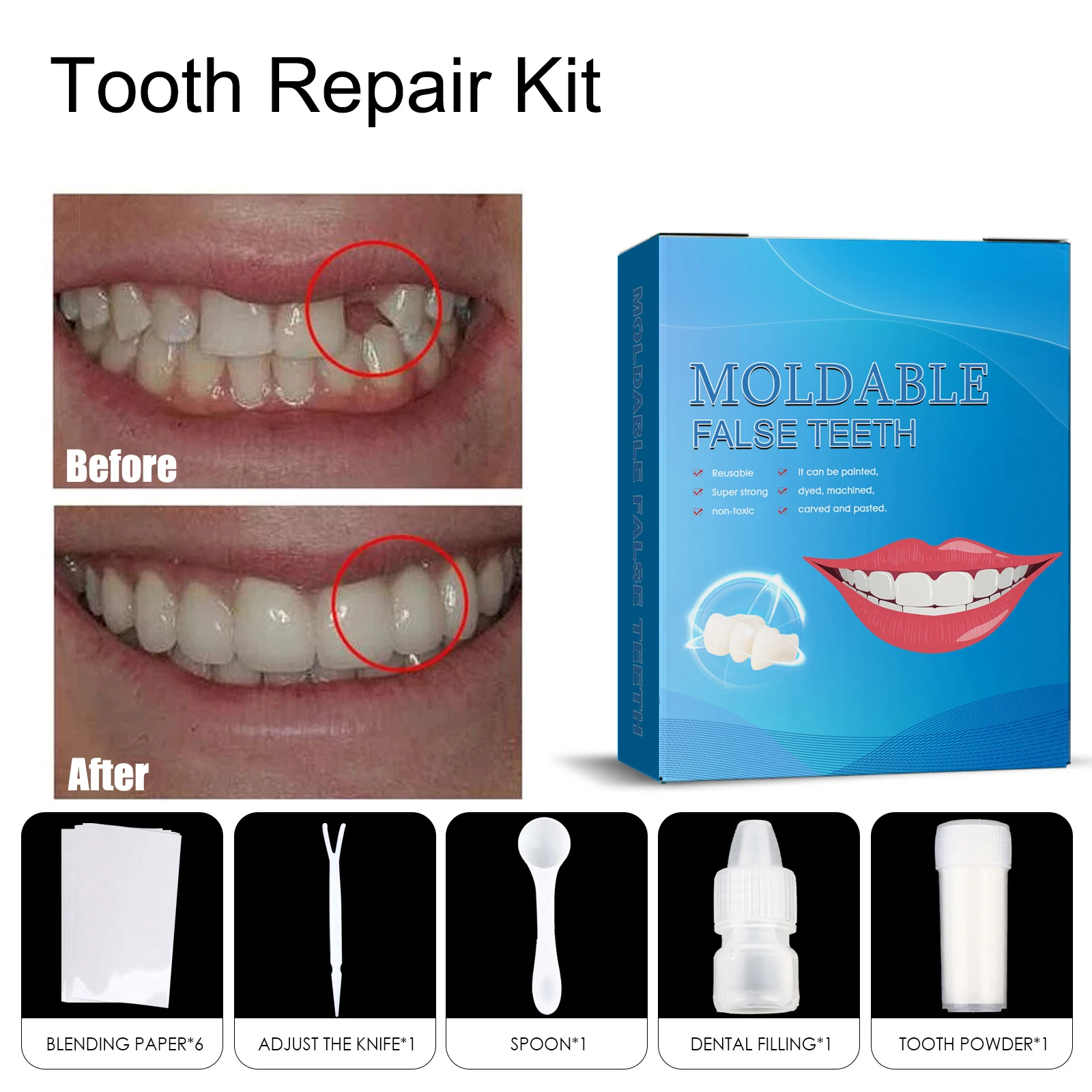 

2023 Tooth Filling Kit Temporary Dental Repair Cement Teeth Gap Falseteeth Solid Glue Fake Teeth Glue Tooth Gaps dental products