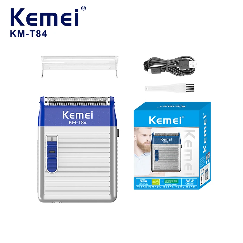Kemei Mini Pocket Portable Shaving Machine Beard Trimmer USBRechargeable Light Razor Electric Shaver Barber Men for Face KM-T84