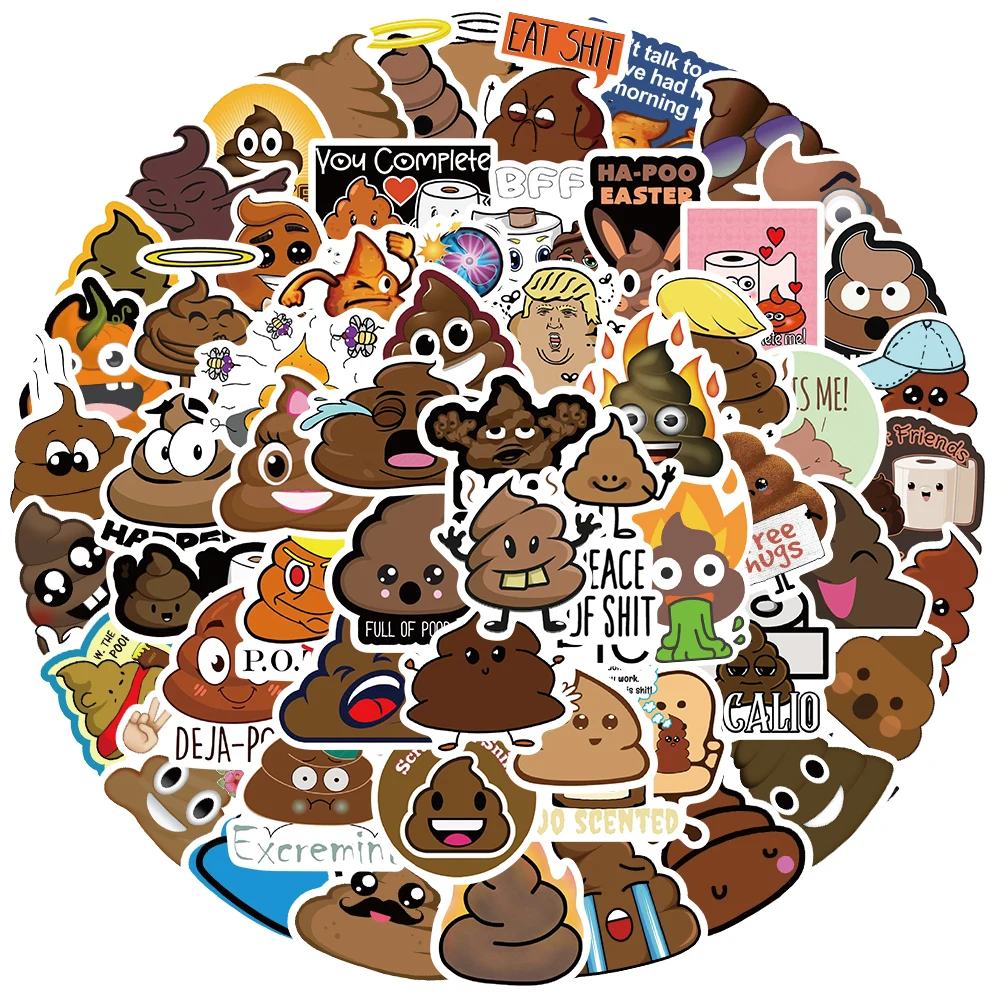 60Pcs Cartoon Funny Poop Spoof Sticker Personality Decoration Graffiti DIY Skateboard Laptop Helment Notebook Car Kid Gift pet pets supplies garbage bags poop bag dispenser portable dog poop waste bag holder outdoor puppy cat pick up organizer