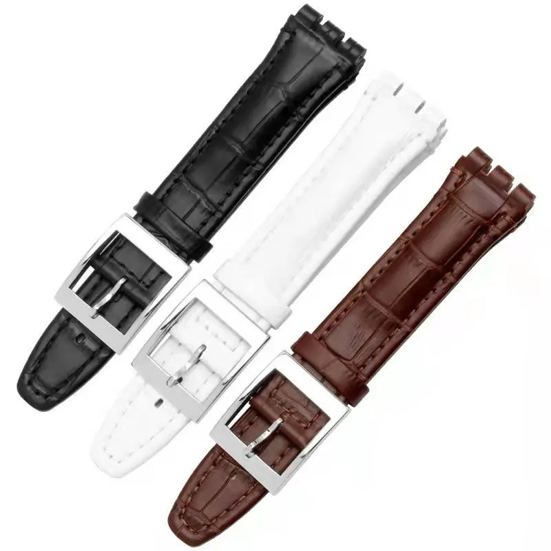 

Воздухопроницаемый браслет подходит для часов Swatch с бамбуковым узором, мягкий водонепроницаемый кожаный ремешок, который впитывает влагу и впитывает пот