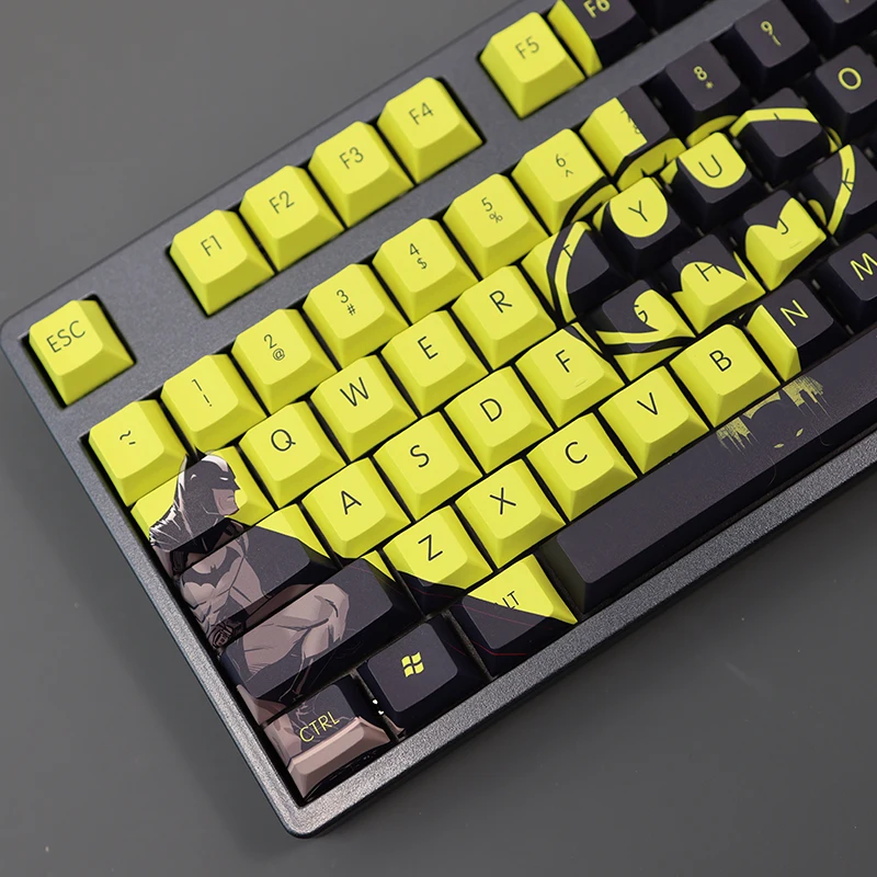 Bat Tema Keycap Conjunto For Gaming Pbt Tintura Subbed Keycaps Anime dos Desenhos Animados Ansi 61 87 104 108 Layout Layout Perfil Cereja 108 Chaves - Imagem 6