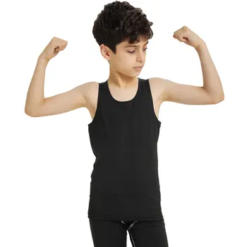 Kids Compression Tanks - Sleeveless Athletic Top for Basketball, Running & Training, Breathable & Stretch Fit Fitness Workout