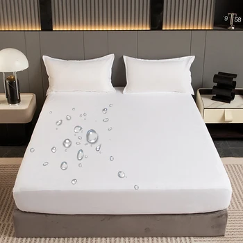 Drap-housse de lit imperméable, housse de matelas respirante et douce, gris, Queen, King, Twin, Full 1