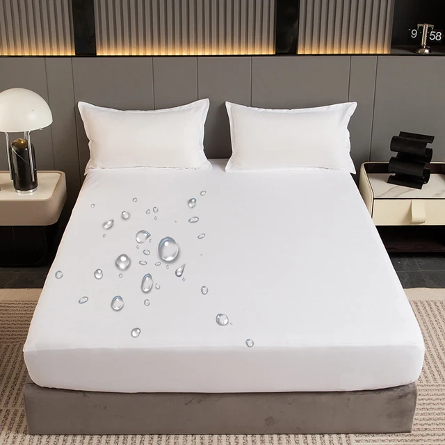 Drap-housse de lit imperméable, housse de matelas respirante et douce, gris, Queen, King, Twin, Full 1