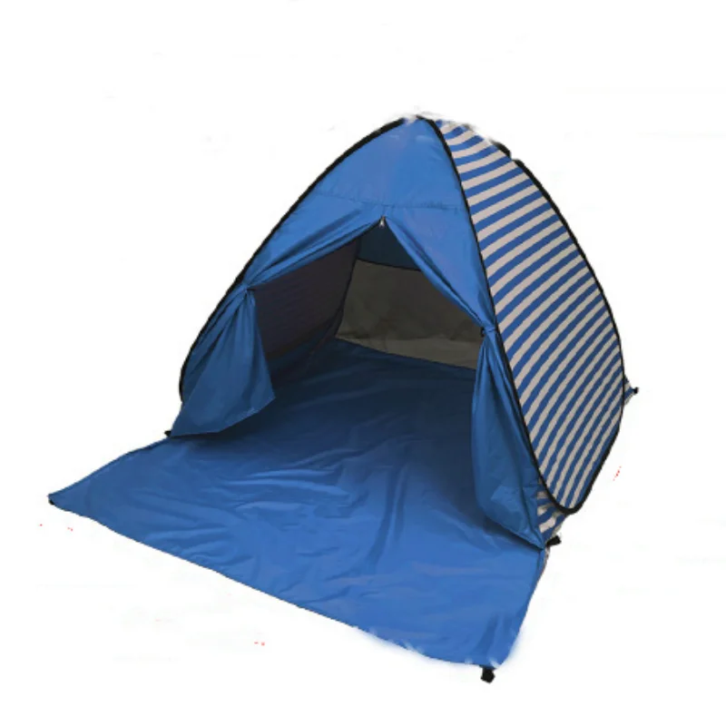 

Outdoors Monochromatic Stripe Beach Tent Fully Automatic 2 Second Quick Start Sunscreen and UV Protection Sunshade Tent