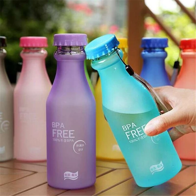 500ML Portable Candy Color Scrub Plastic Water Bottle Letter Print Leakproof Outdoor Sports Readily Cup 500ML Portable Candy Color Scrub Plastic Water Bottle Letter Print Leakproof Outdoor Sports Readily Cup