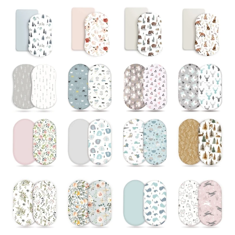 2Pcs Removable Fitted Sheets Infant Crib Cradles Cover