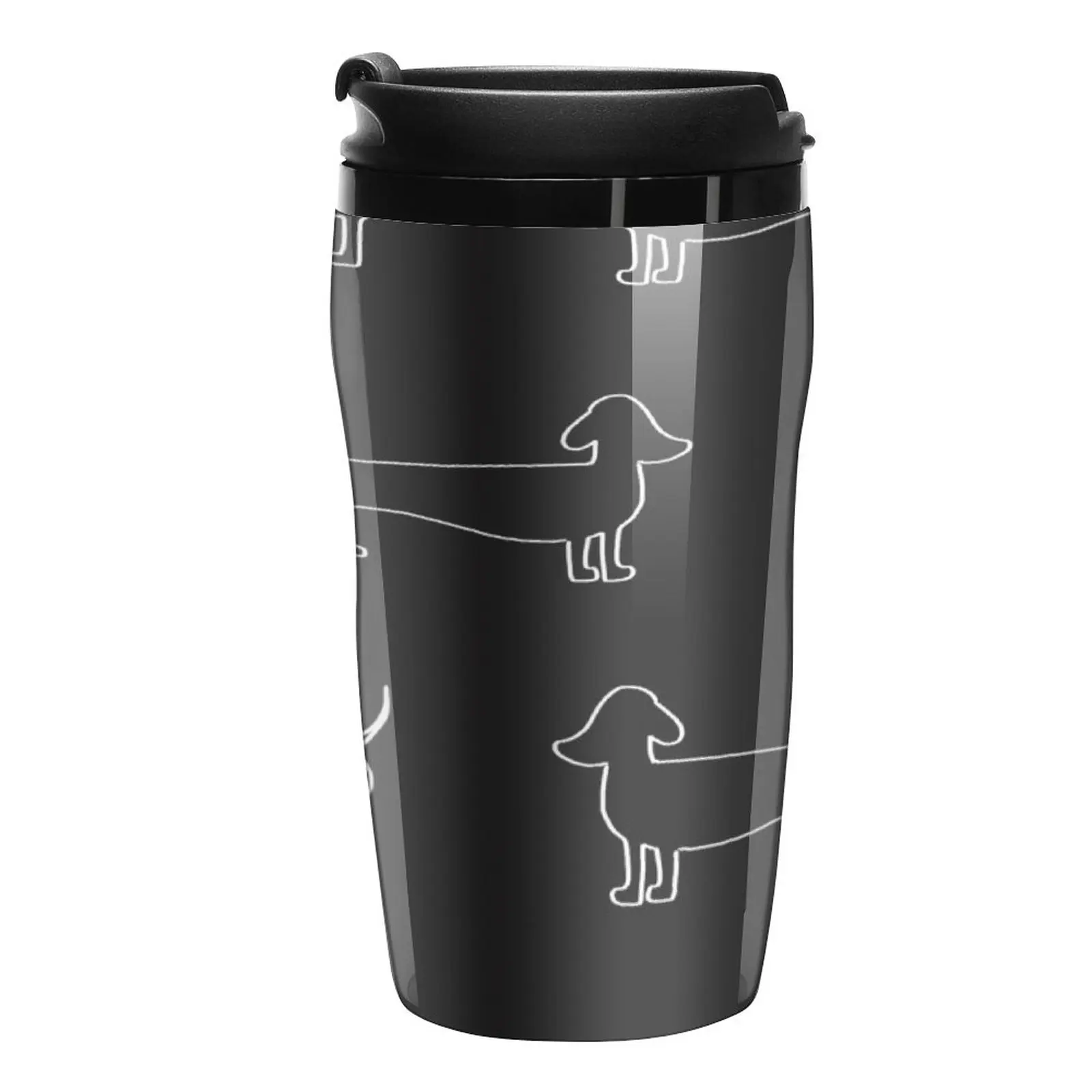 New Dachshund Silhouette in Dark Travel Coffee Mug Thermal Glass For Coffee Coffee Bowls Espresso Coffee Cup Sets