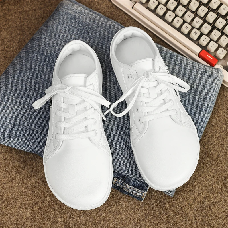 2024 Minimalist Shoes for Men Wide Toe Barefoot Zero Drop Shoes Casual Leather Fashion Sneakers Lightweight Walking Shoes