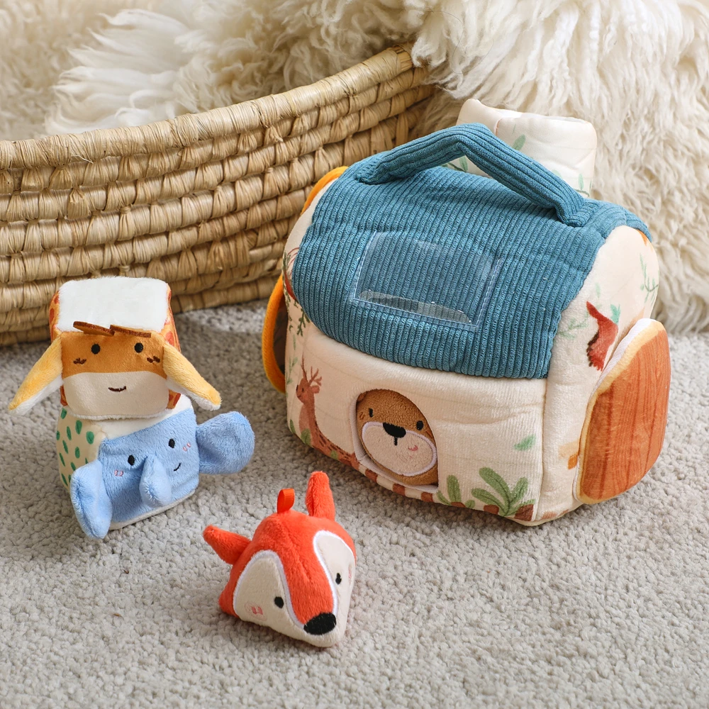 0-6 Monate Baby-Spielzeug: Weiche Bauernhoftiere, Musik-Touch-Sensorik-Spielzeugbox, Magisches Haus zur Entwicklung der Fingerpräzision bei Babys – Detail 5