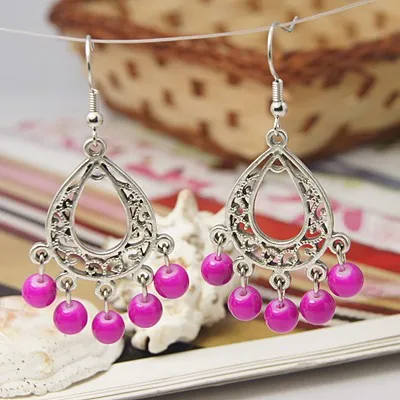Kissitty 30 Pairs Mixed Color Antique Dangling Earring For Women Tibetan Style Chandelier Earrings Jewelry Findings Gift