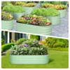 2-Pack Oval Galvanized Steel Raised Garden Bed Open Base Safety Edge Metal Planter Box Raised Beds for Vegetables Flowers Herbs
