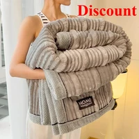New Rabbit Plush Winter Thick Warm Coral Fleece Blanket Solid Color Double-Sided Cover Blanket Suitable Bedroom Supplies