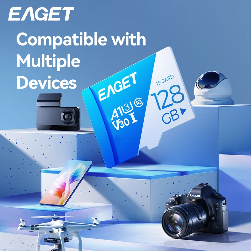 بطاقة ذاكرة SD EAGET سعة 64 جيجابايت TF U3 V30 مصم...