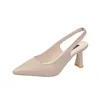 Baotou Back Empty Sandals High Heels Women's Thick Heel 2024 Spring New Pointed Toe Single Shoes Black Work Shoes High Heels 6