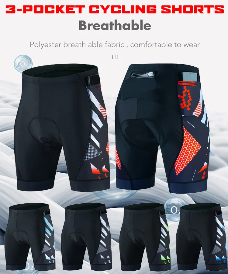 Cycling Gel Padded Shorts With Pocket Mountain Bike Mens Short Pants Summer Professional MTB Riding Compression Tights
