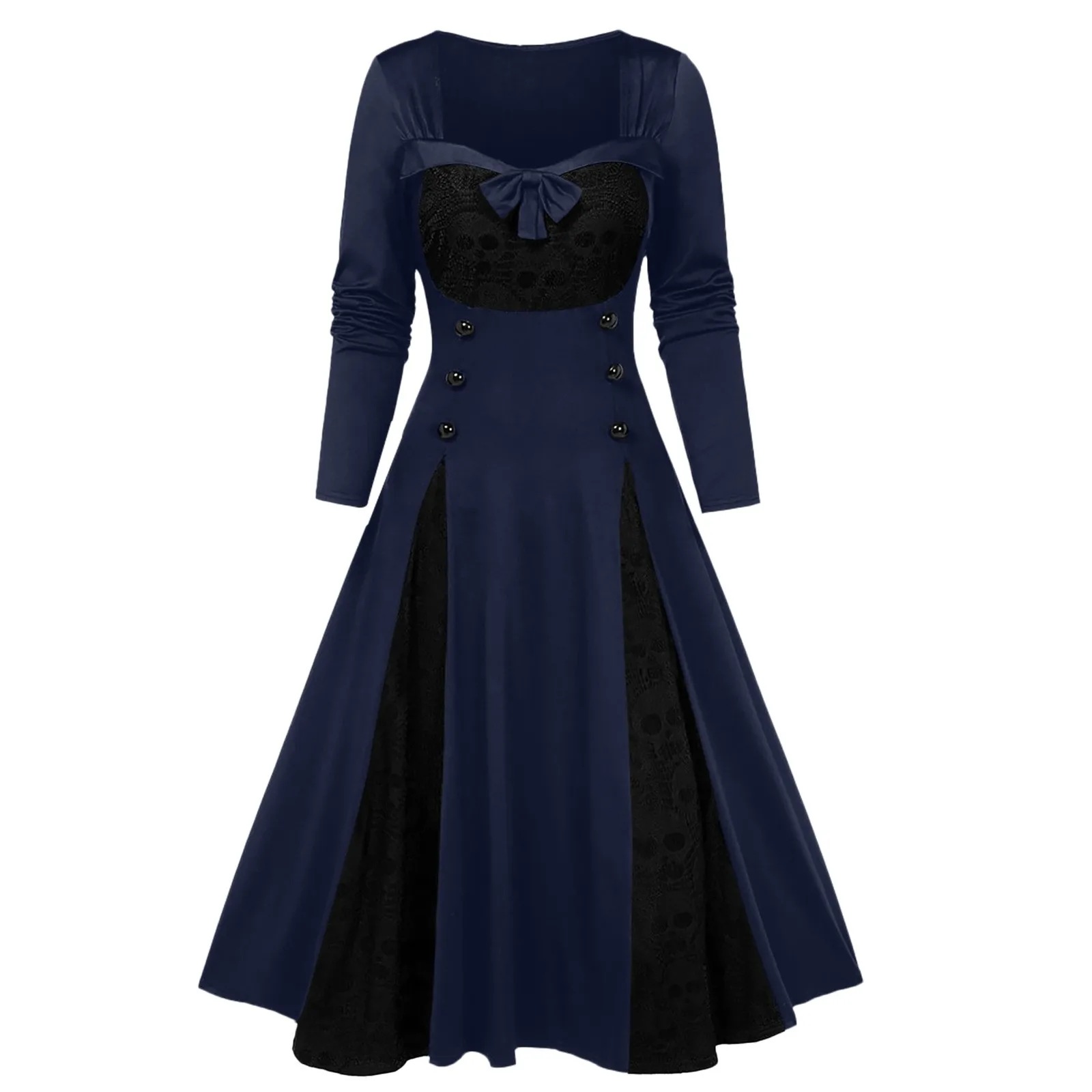 chinese dress ladies MakeMeChic Women's Floral Lace Color Block Mini Dress Bow Knot A Line Short  Dresses Black and White X-Small at Amazon Women's Clothing store main image 0
