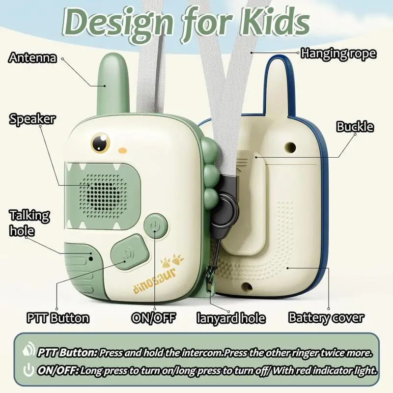 2pcs Handheld Kids Walkie Talkie 300m Long Distance Wireless Transmission Pager Outdoor Conversation Toy Boys Girls Sensory Toy
