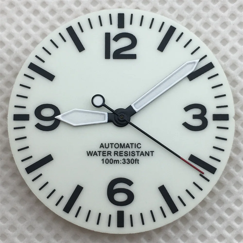 29mm Black and White Full Luminous Dial with Green Luminescence