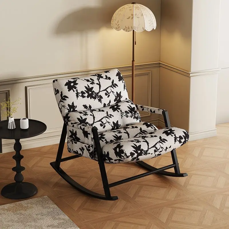

Rocking Chair Living Room Balcony Retro Ink Style Leisure Single Light Luxury Leisure Lounge Chair Home Lazy Sofa Furniture