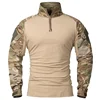 Men's Long Sleeve Combat Shirt 1/4 Zipper Ripstop Cotton Tactical Shirts Camoufalge Airsoft T Shirts Wear Resistant 1