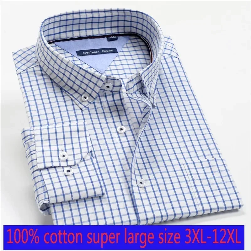 

new arrival Spring autumn men formal Extra Large 100% Cotton long sleeve Shirts high quality plus size 3XL-7XL 8XL 9XL 10XL