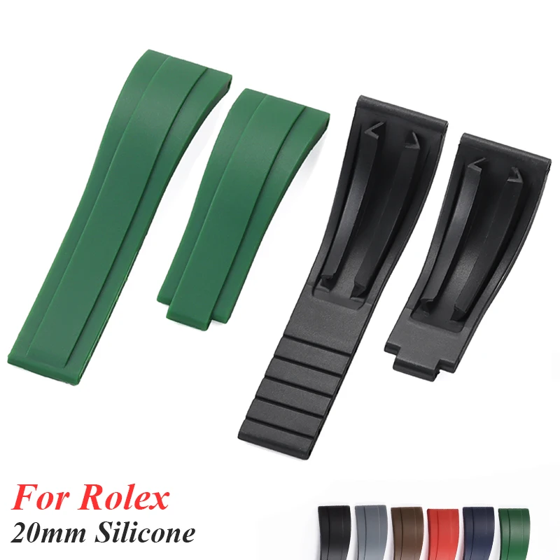 Premium Black & Blue Waterproof Silicone Rubber Watch Strap - 20mm