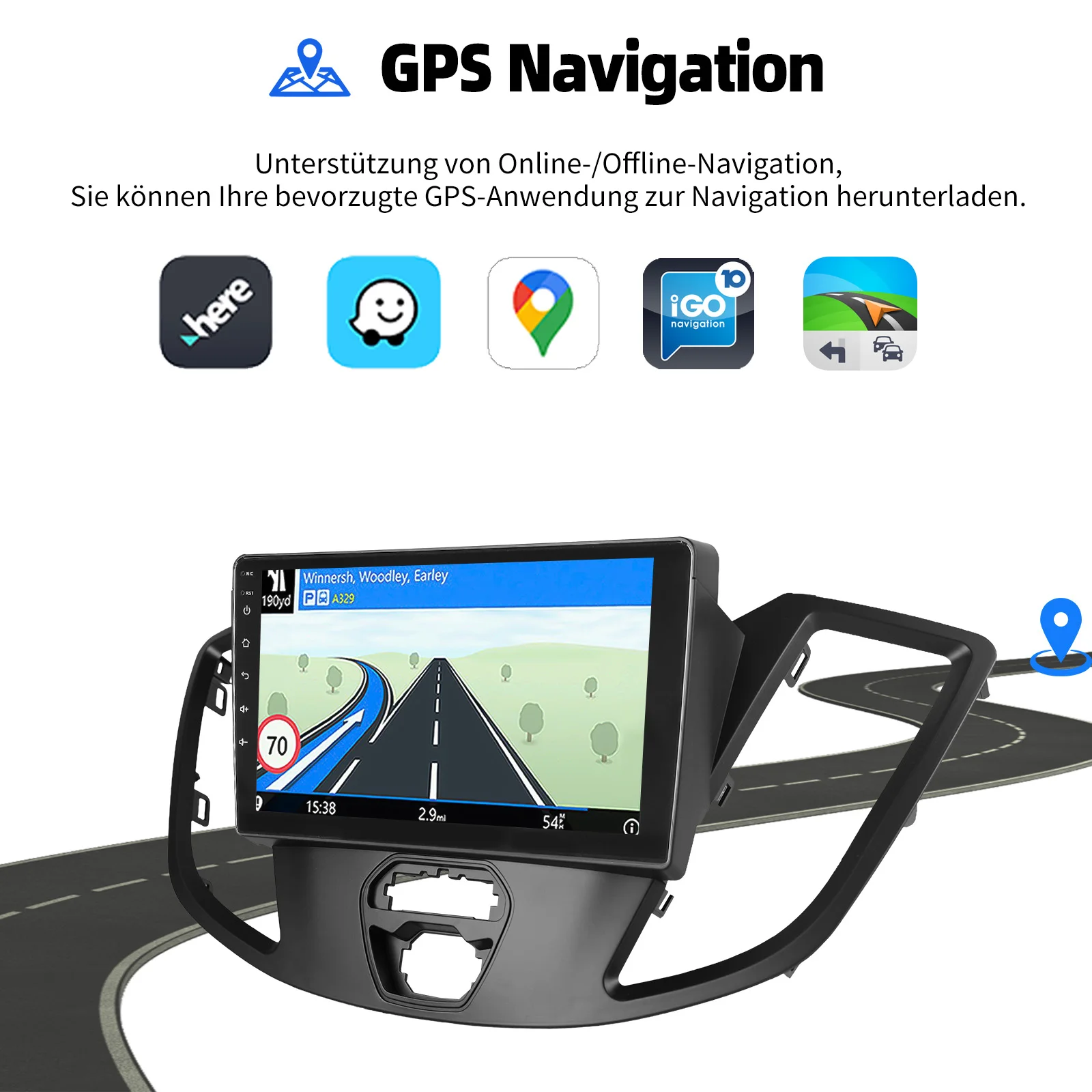 ESSGOO 9 "Für Ford Transit 2015-2019 Android 14 Auto Stereo GPS Navi Drahtlose CarPlay Android Auto BT FM SWC RDS Spiegel link WIFI – Detail 10