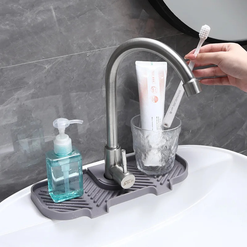 Kitchen Splash Guard Kitchen Sink Pad Kitchen Faucet Pad 1pc Kitchen Silicone Faucet Absorbent Mat Sink Splash Guard Water Draining Pad Countertop Protector Table Cushion for Bathroom