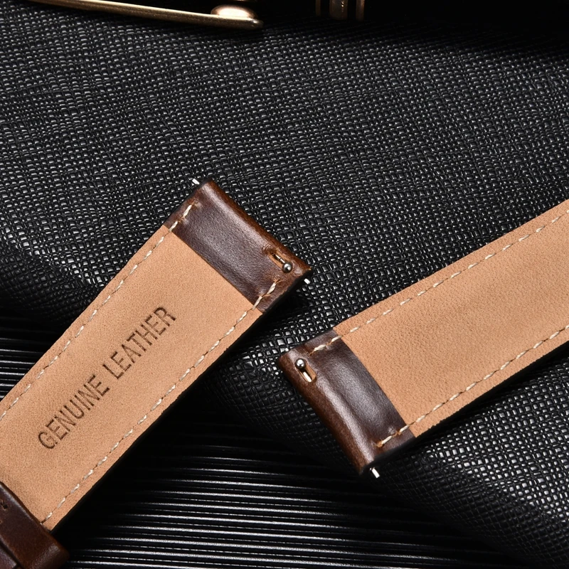 Business Genuine Leather Strap Quick Release Band Black Brown Calf Leather Men Retro Watchband 20mm 22mm