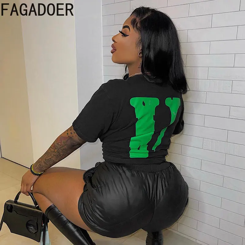 FAGADOER Autumn Winter 2022 Black Quilted Puffer Shorts for Women Fashion Sexy High Waisted Shorts Female Street Wear