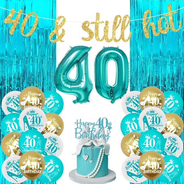 Turquoise 40th Birthday Party Decorations for Women 40 & Still Hot ...