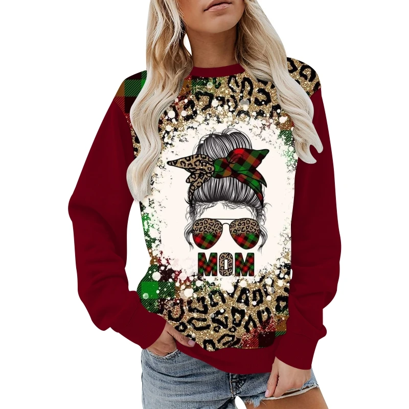 

Women's Letter Print Sweater Fashion Crew Neck Loose Fit Casual Pullover Tops Christmas Sweatshirts Hoodie T-shirts