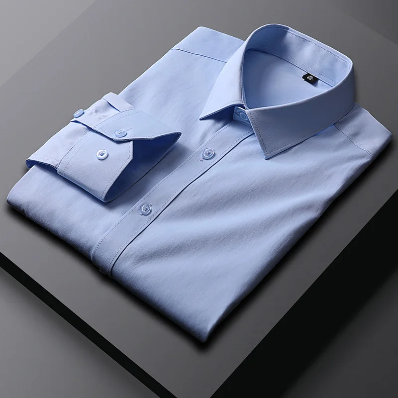 

Spring, Summer, The New Cotton Men Iong Sleeve Shirt Pure Color Breathable Wash And Wear Business Casual Cultivate One's Moralit