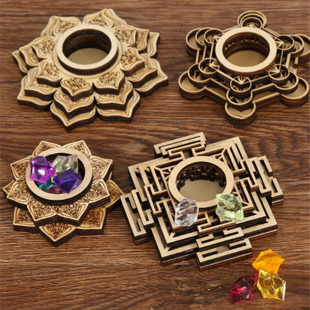 Crystal Ornaments Crystal Balls Wooden Display Stand for Lotus Pattern Crafts