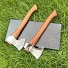 21.5cm Stainless Steel Sharp Mountain Axe Outdoor Camping Survival Felling Axes Sandalwood Handle Fixed Blade Knife With Case 1